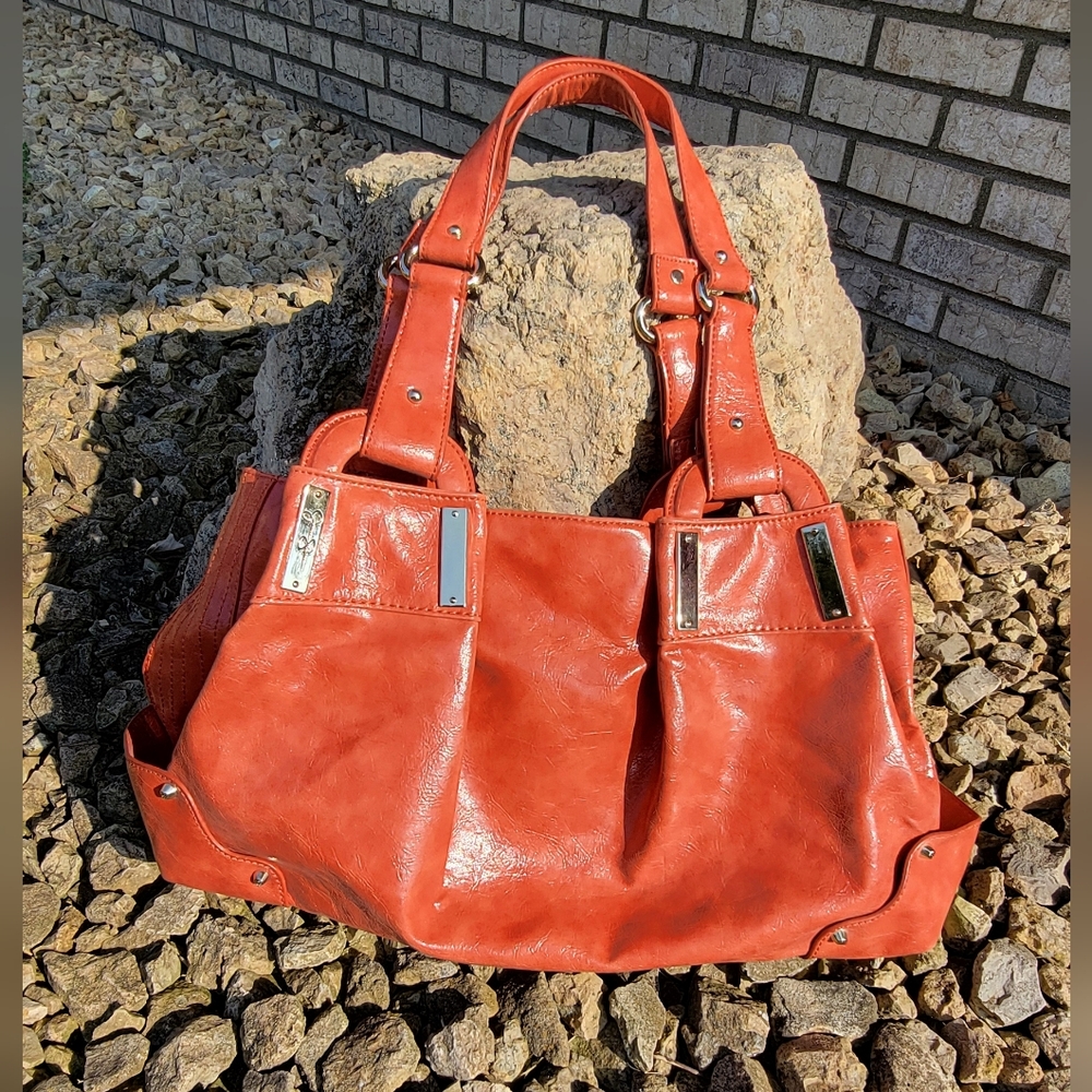 Jessica Simpson Orange Leather Boho Hippie Y2K Vintage Handbag Purse